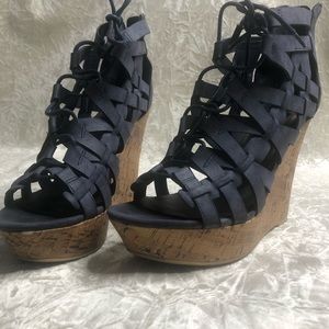 Navy cork wedge